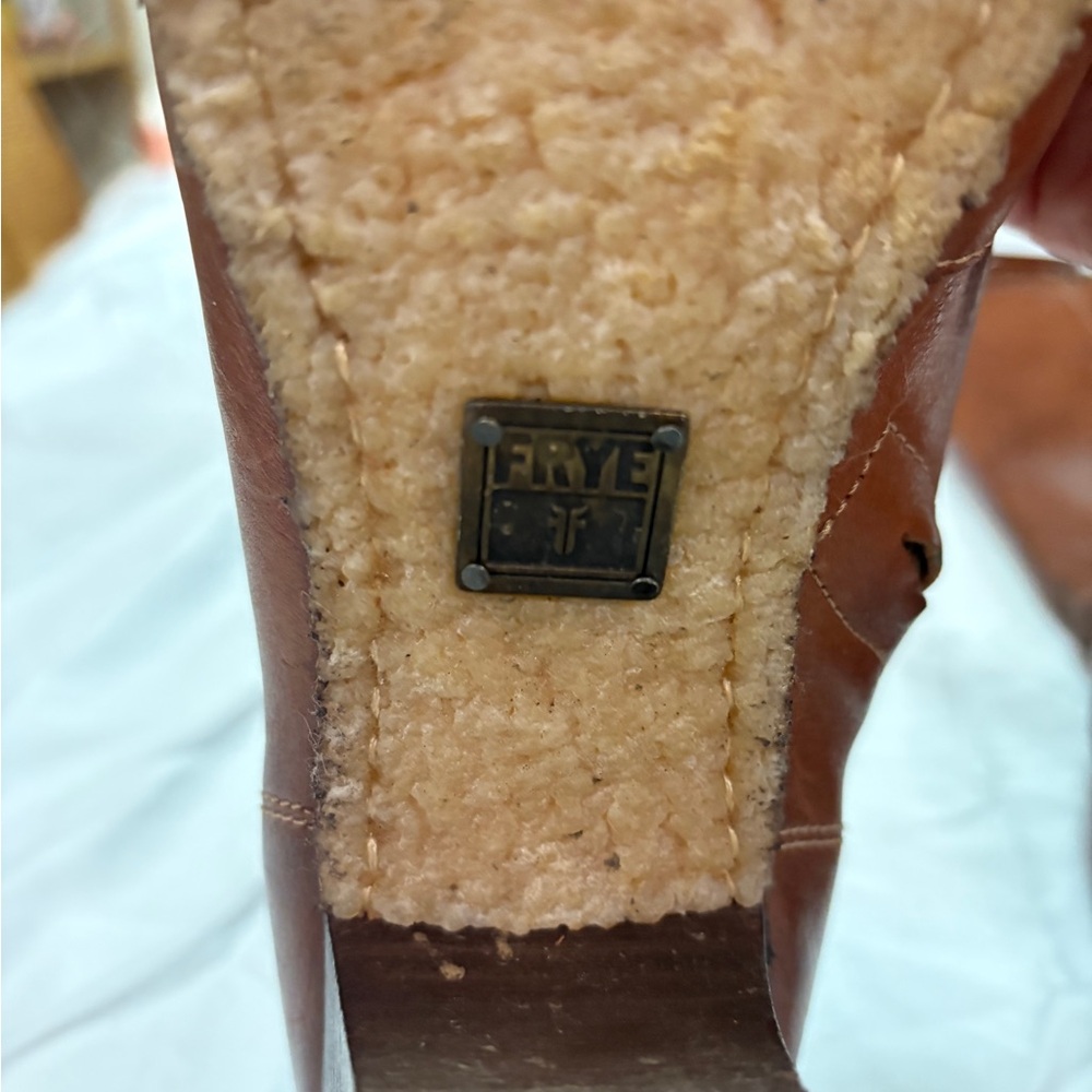 FRYE Parker Moccasin Lace Up Tall Knee High Zip Brown Leather Boots - Picture 5 of 6